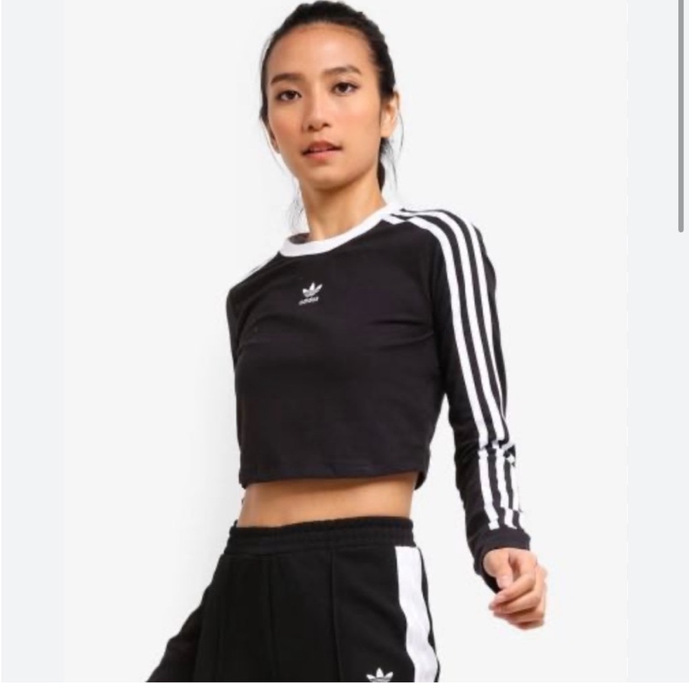 Adidas Women's long sleeve Crop Top stripes